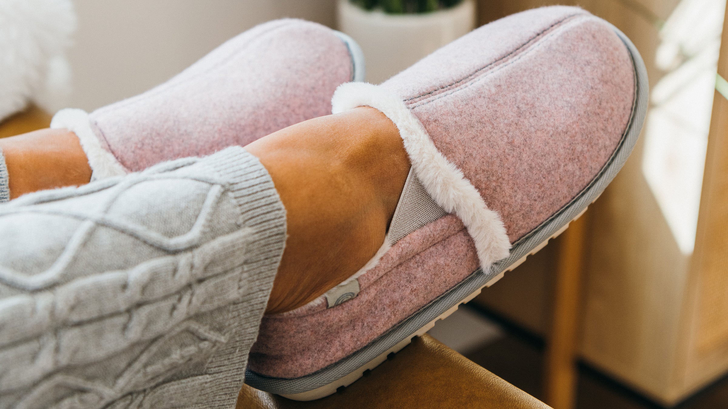 A close up shot of the Cobian Carmel Moccasin Pink